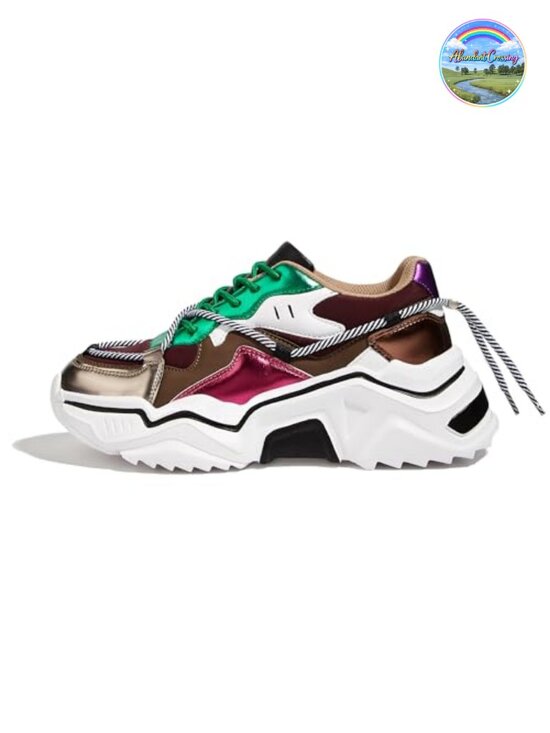 Shoes - Chunky Platform Sneakers Women's Fashion Retro Dad Shoes Lightweight Lace-Up